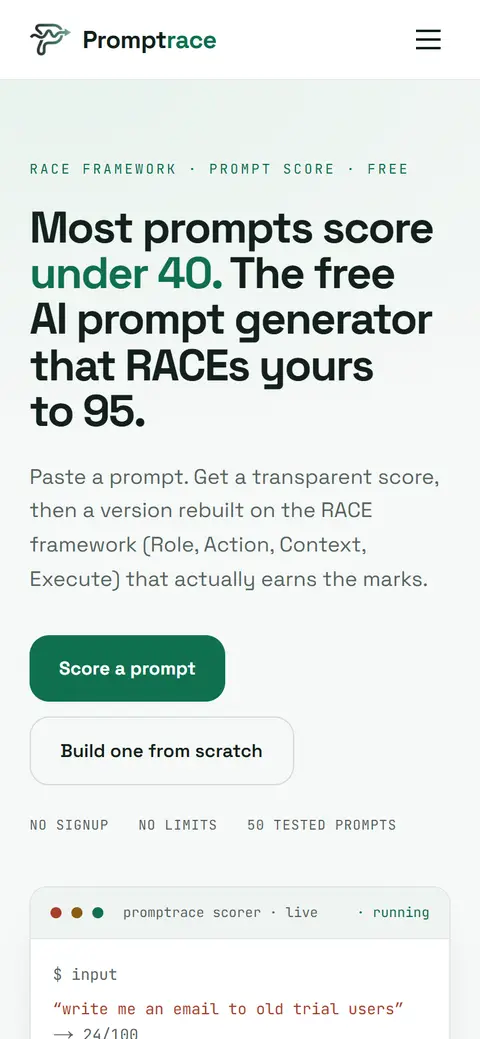 promptrace.ai on a phone